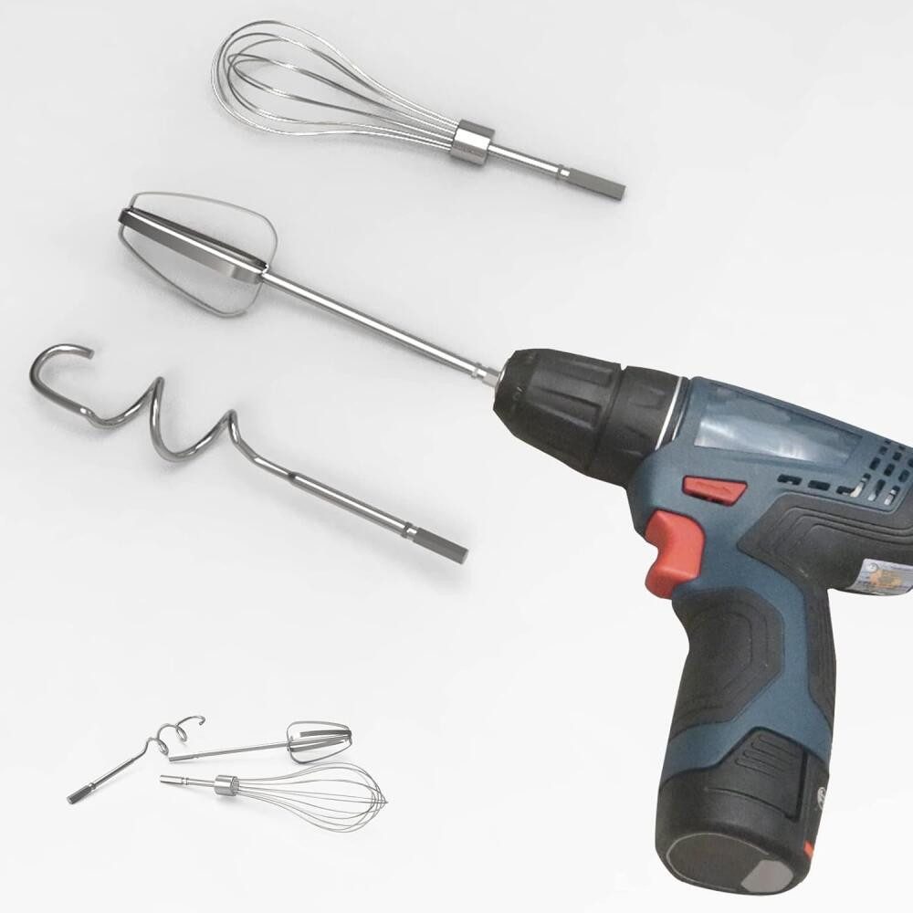Handmixer 3 Stücke Handmixer Zubehörset Edelstahl für Elektrische Bohrmaschine