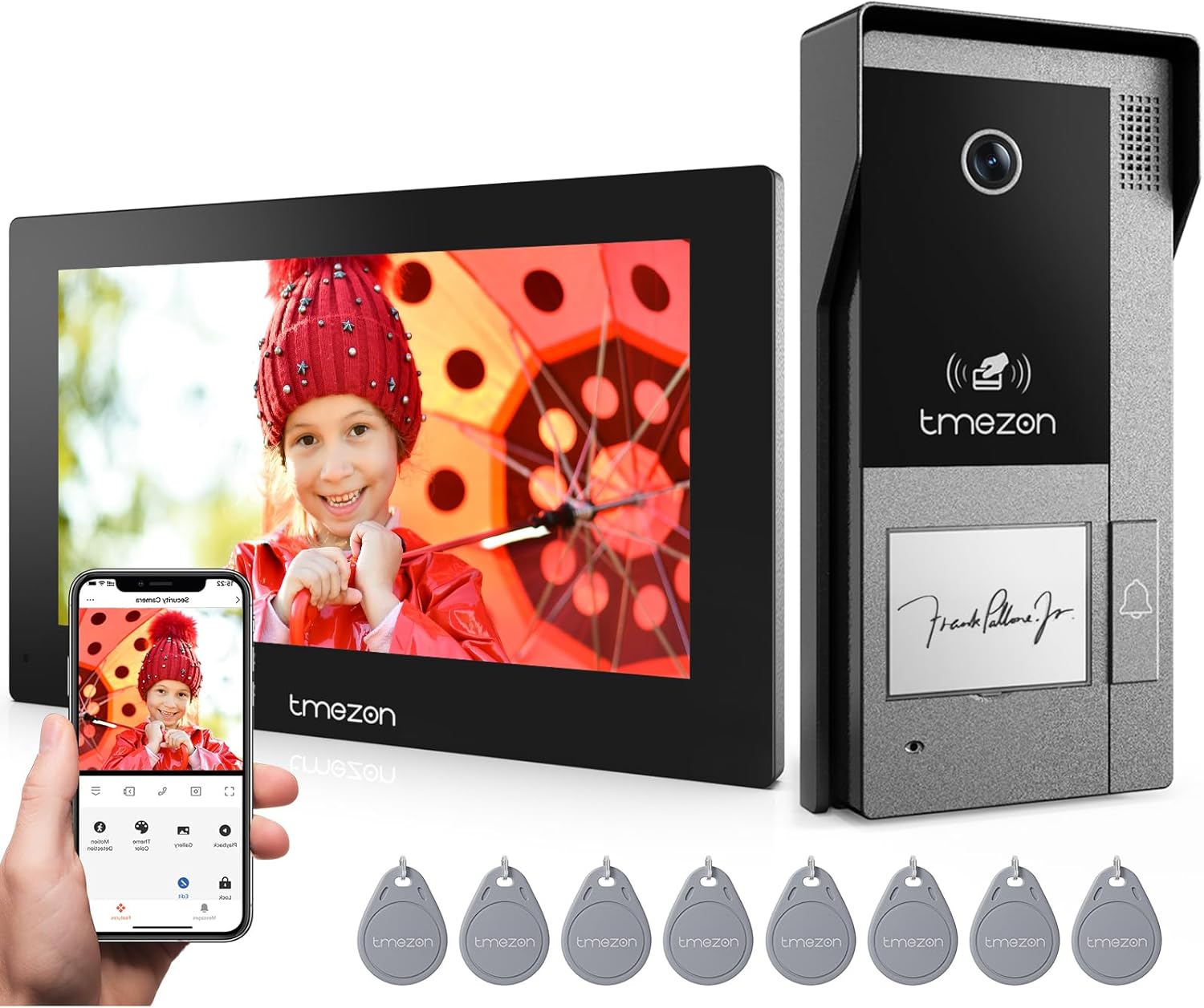 TMEZON Videocitofono Wifi Smart 2 Fili Video Citofoni M790,1080P monitor e Campanello Esterno con Telecamera,APP/Carta RFID Unloc,Rilevamento del Movimento Umano