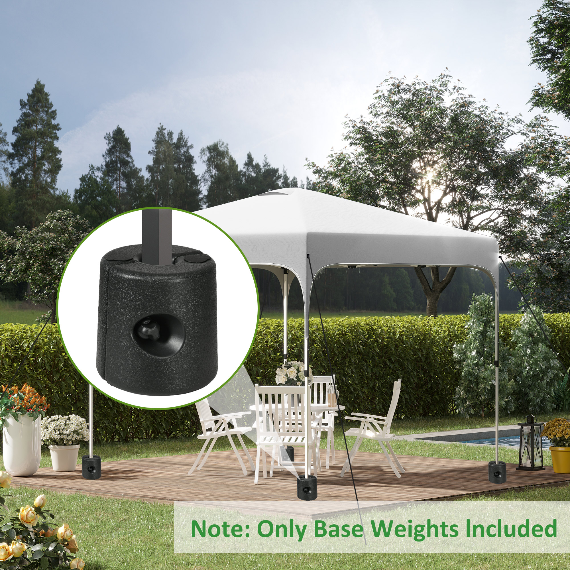 Outsunny Set mit 4 Pop-up-Pavillonfüßen, gefüllt mit Wasser oder Sand, Bodenfüße aus HDPE mit Sicherheitsschrauben