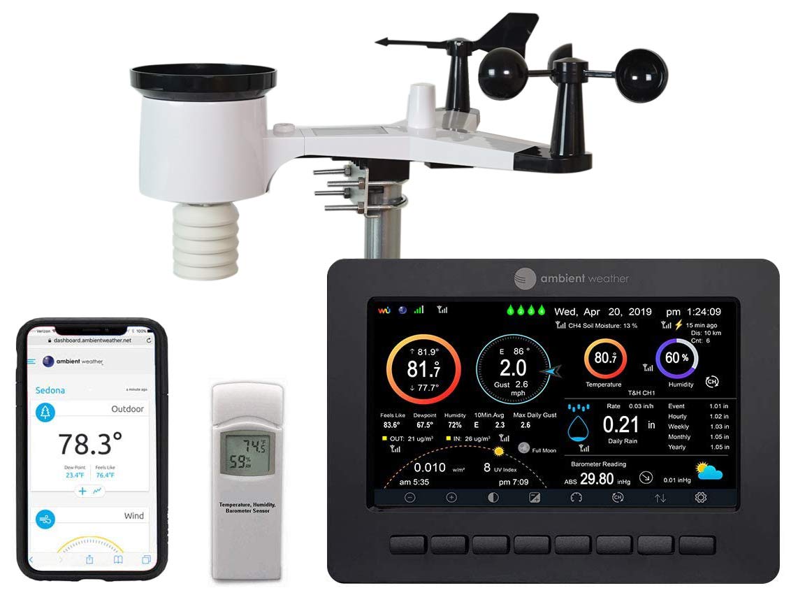 Ambient Weather WS 2000 Smart Weather Station with WiFi, Remote Monitoring & Alerts, Advanced Console & Sensor Array