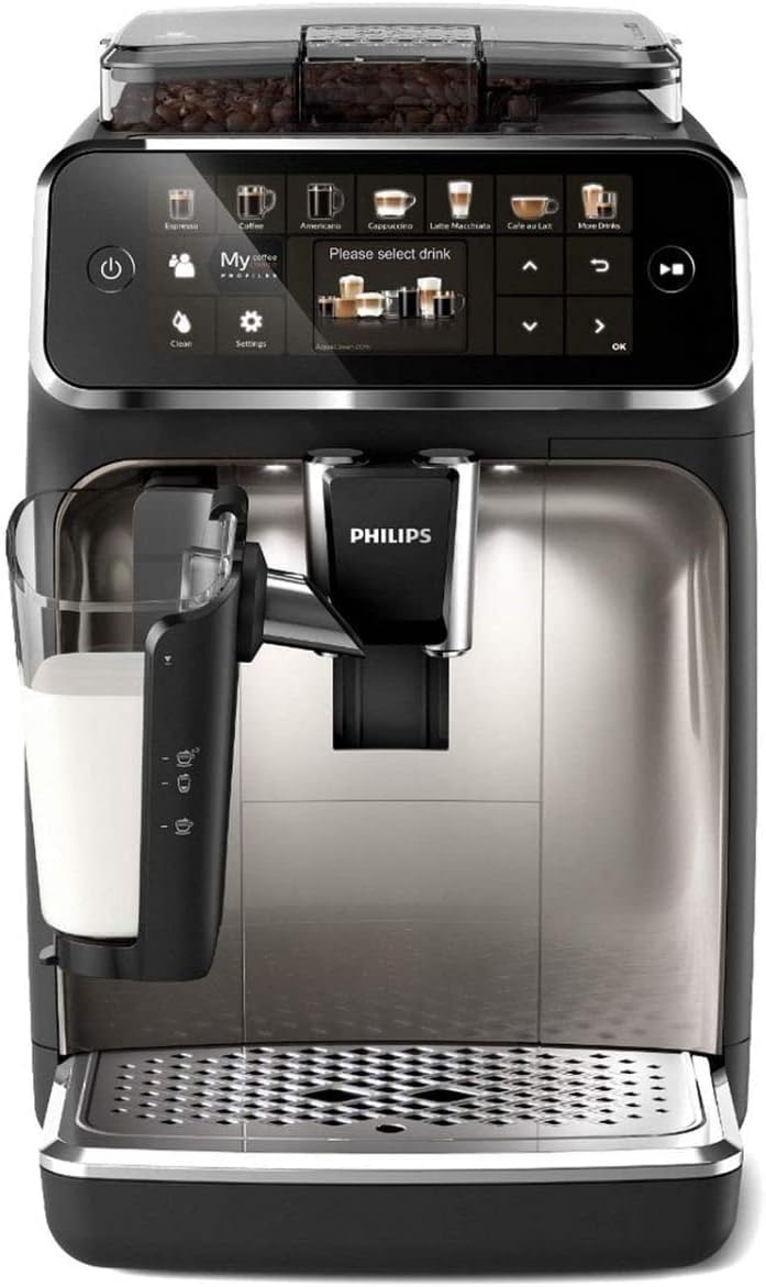 Philips Series 5400 volautomatische koffiemachine - LatteGo melksysteem, 12 koffiespecialiteiten, intutief display, 4 gebruikersprofielen, chroom (EP5447/90)