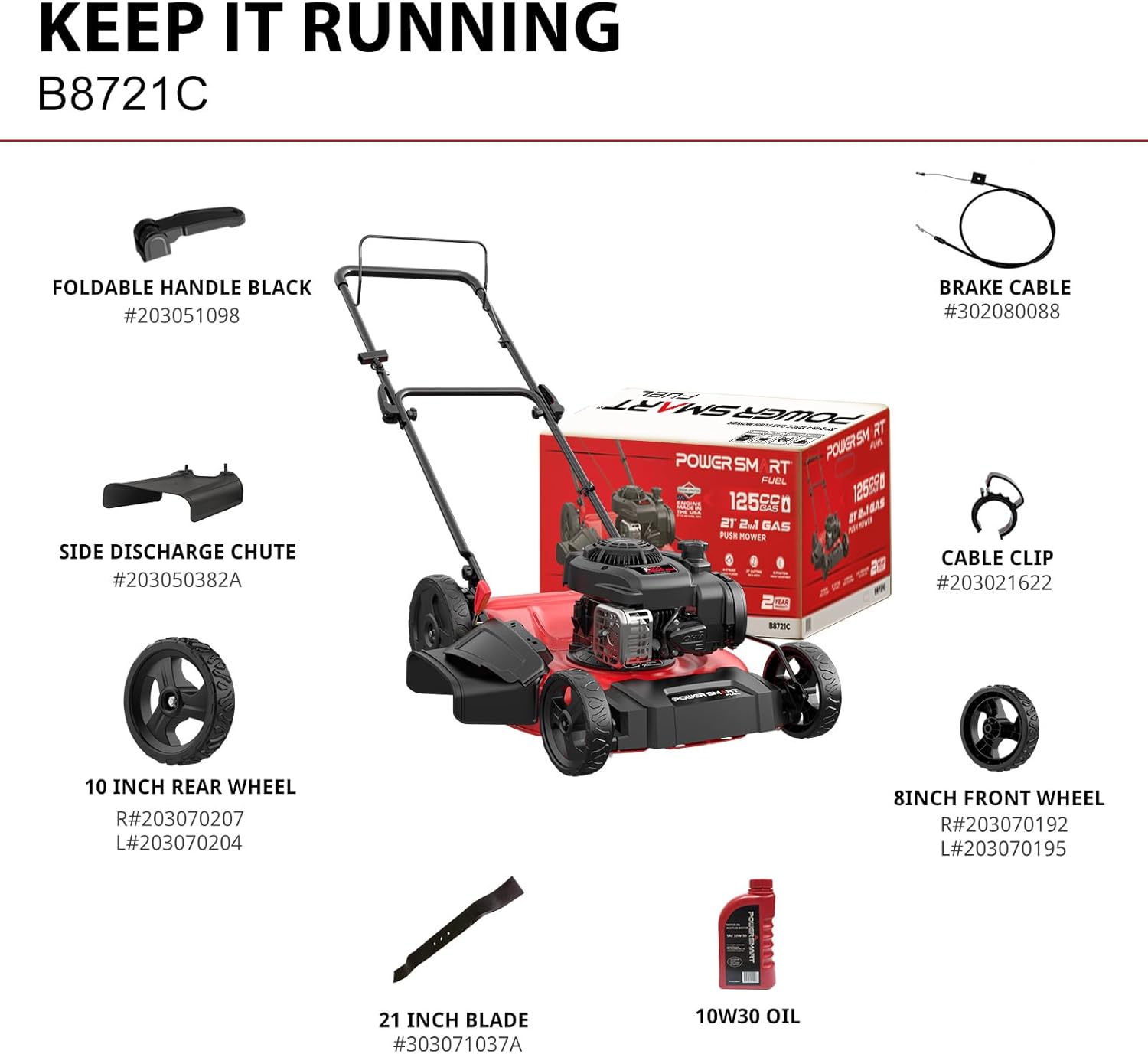 PowerSmart 21 in. Gas Lawn Mower with 125cc Briggs and Stratton E300 Engine  2-in-1 Push Mower with Mulching & Side-Discharge