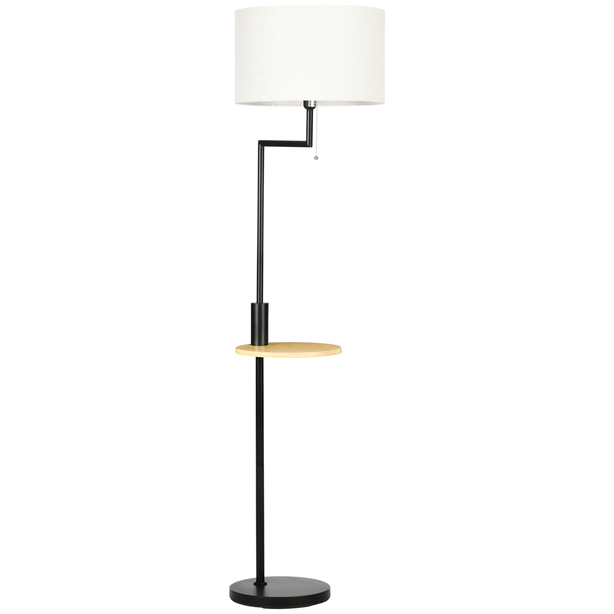 HOMCOM Stehleuchte inkl. Regal, Standleuchte, Kettenzug, E 27, 40 W, Bambus, Natur + Schwarz