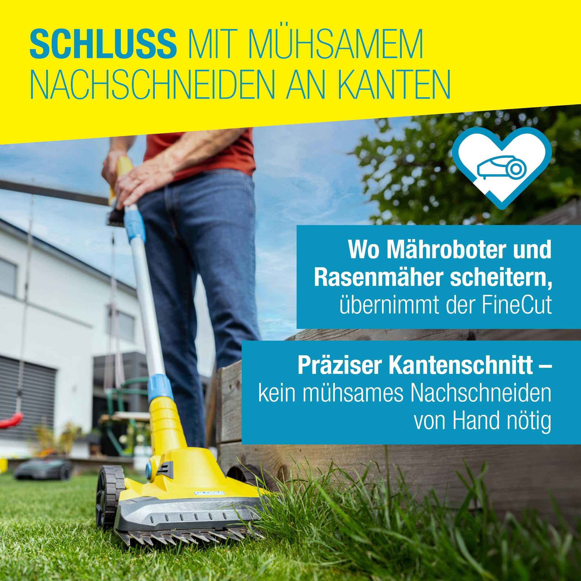 GLORIA FineCut 18V Set Rasentrimmer mit Akku und Akku Rasenkantenschneider für Garten und Rasen