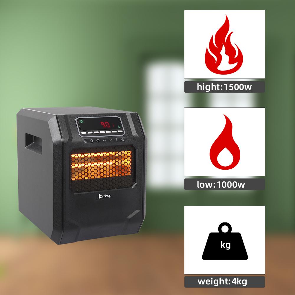 Portable Space Heater, 750W/1500W Small Infrared Heater w/ Remote, LED Display, 3 WorModes, Safe Electric Heater for Home Office Bedroom with Overheat Protection, 11.58��� x 9.72��� x 12���, Q6153