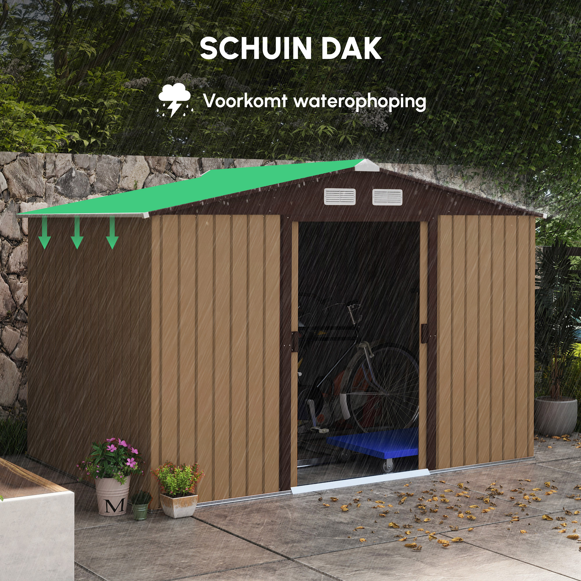 gereedschapsschuur met fundering gereedschapsschuur tuinschuur tuinschuur metaal geel 277 x 195 x 192 cm
