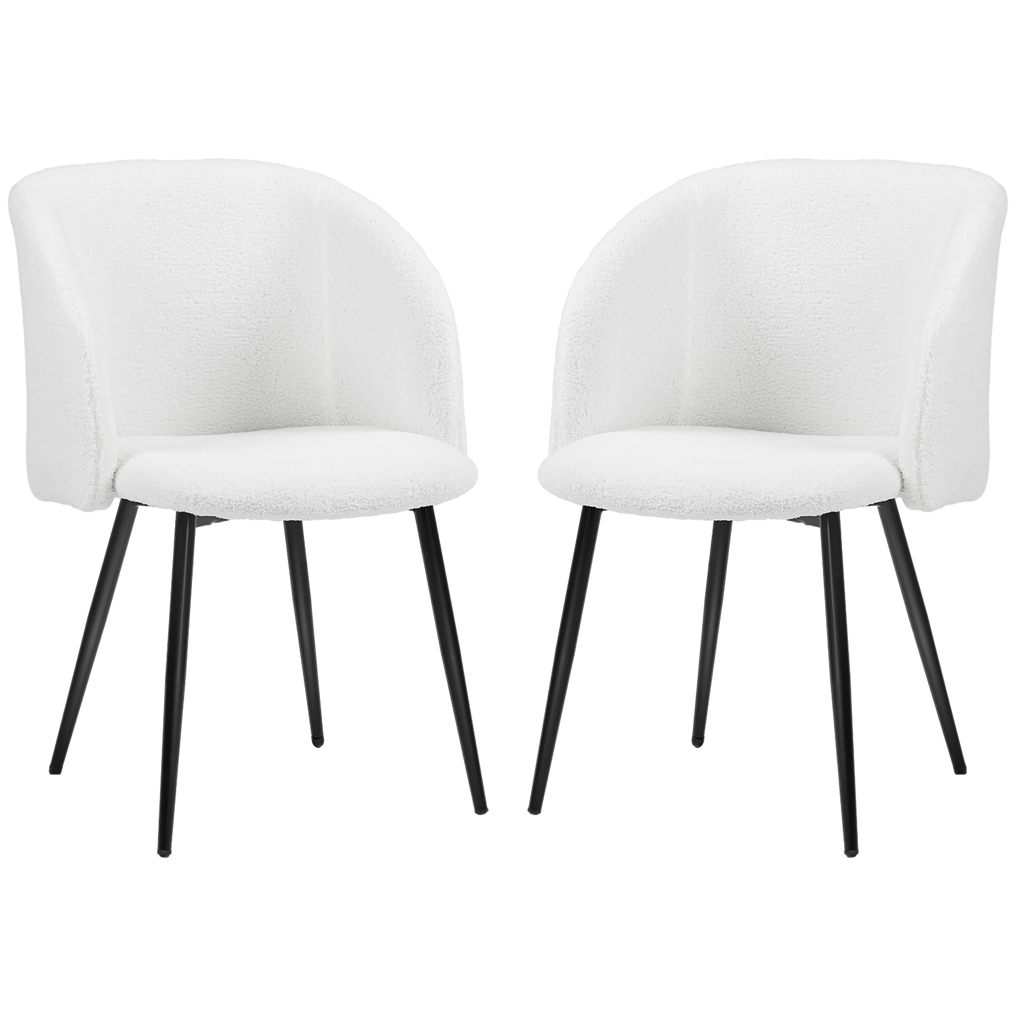 HOMCOM Set mit 2 Esszimmerstühlen mit Stoffrückenlehne und Stahlbeinen 55 x 62 x 80 cm weiß schwarz