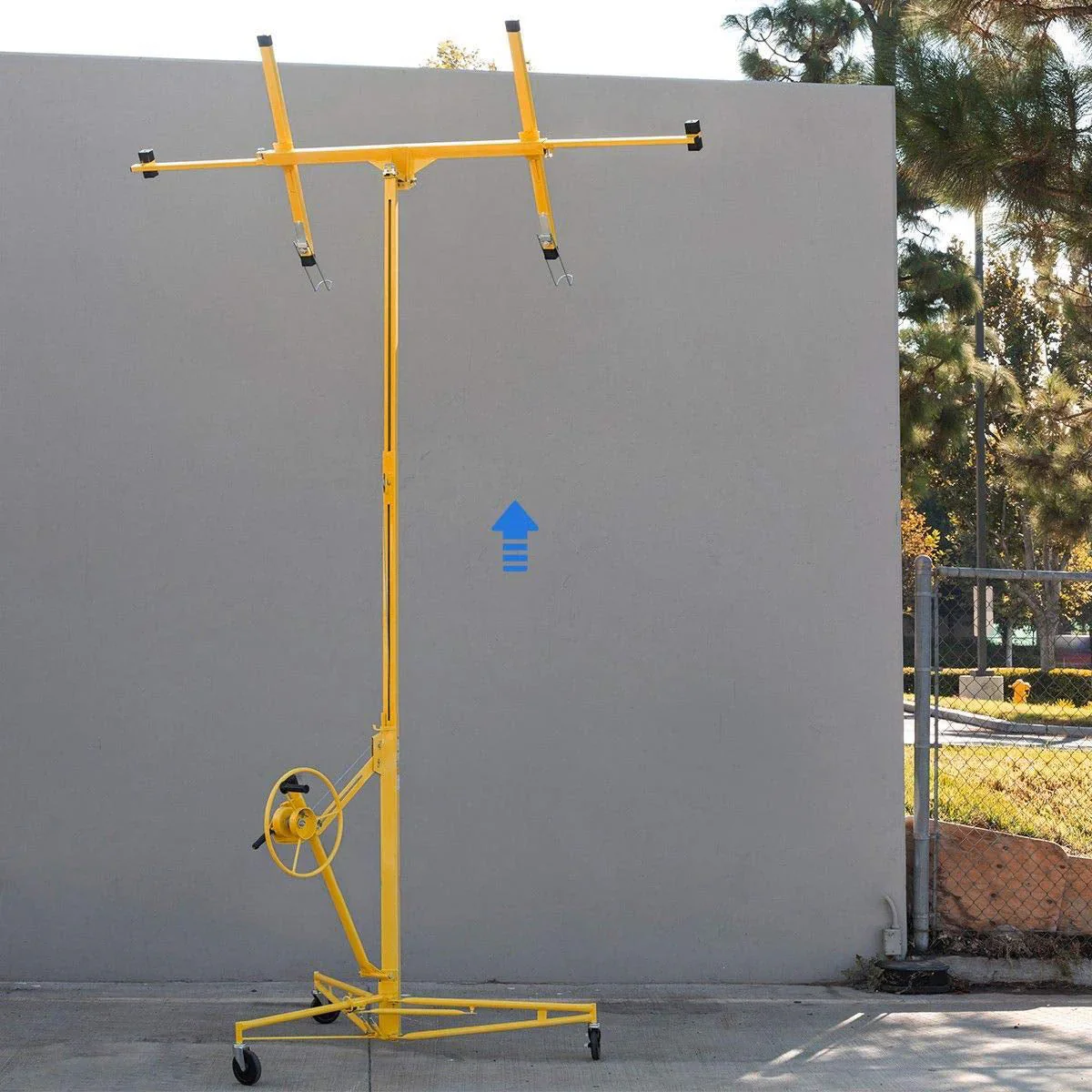 Stark USA 65044 65044 Drywall Lift 11' Yellow Rolling Sheetrock Panel Hoist Jack