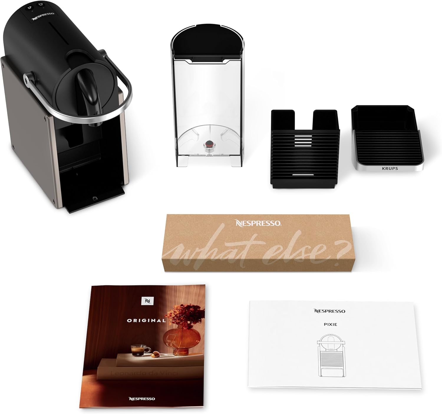 Krups XN306TK Nespresso Pixie Titan, Macchina per caffè Espresso, Ricette Programmabili, 2 Lunghezze, Spegnimento Automatico, 1260 W, 0.7 Litri