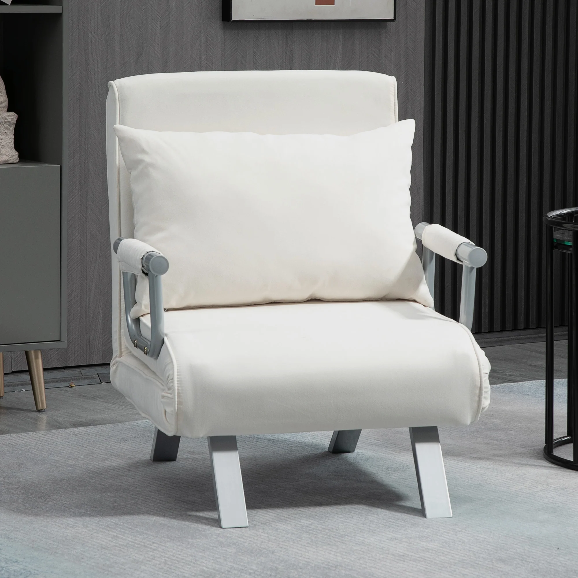 HOMCOM Schlafsessel Schlafsofa 5-fach verstellbar cremeweiß