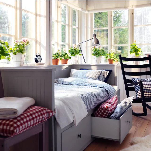 Letto divano IKEA HEMNES con 3 cassetti – Grigio, 80 x 200 cm, salvaspazio e versatile