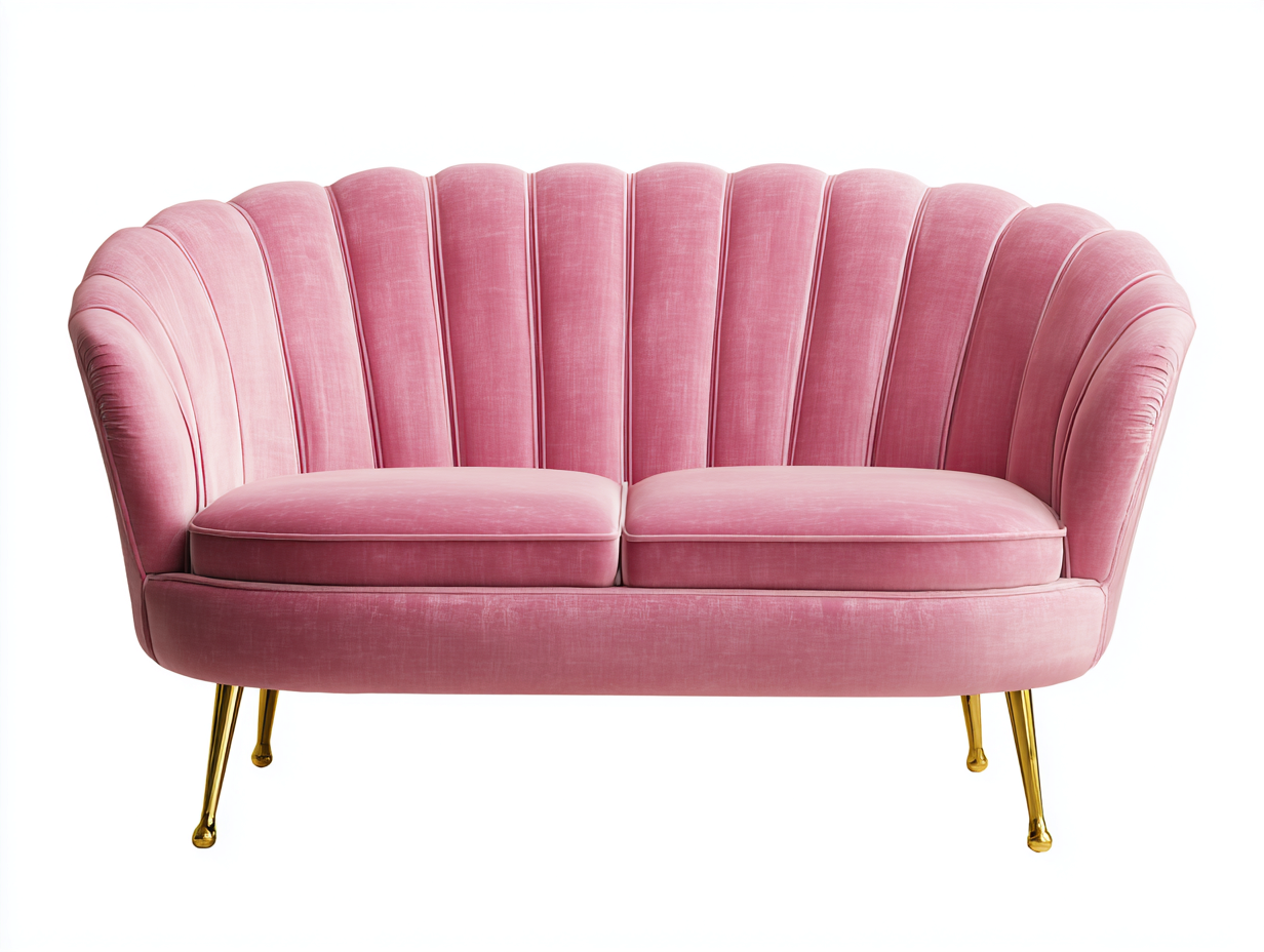 Zweisitzer Sofa - Samt-Metall-Holz - 162x84x78 cm - Rosa - Modernes Design