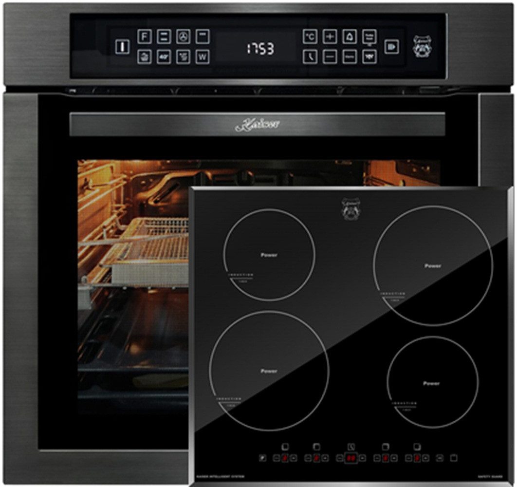 Backofen-Set Herd Set Autark Einbaubackofen,86L 15 Fkt. Grill Air fryer Full Touch mit Induktionskochfeld 60 cm, Autark,Facettenschliff, Kochfeld 4xQickHeat Kochzonen EH 6306 N RS+KCT 6105 FI