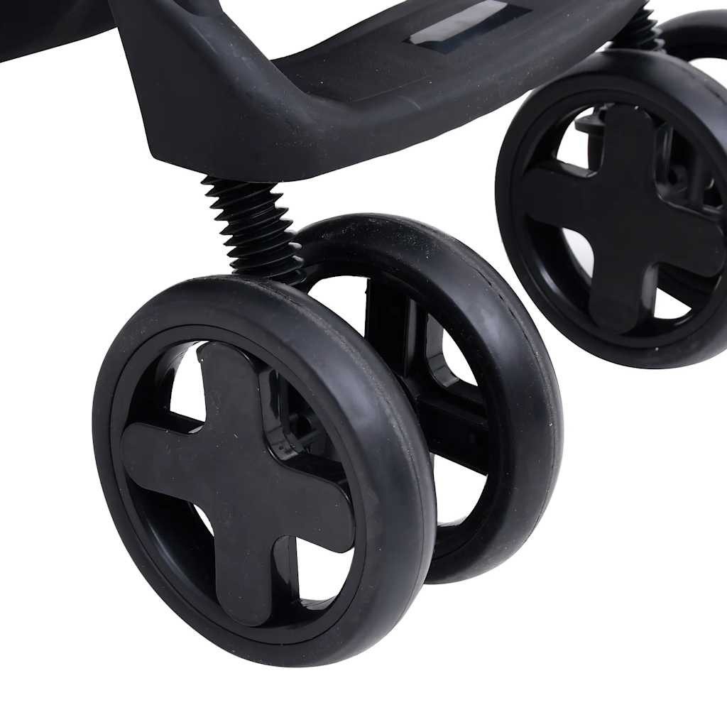 Kinder-Buggy 3-in-1 Kinderwagen Hellgrau und Schwarz Stahl
