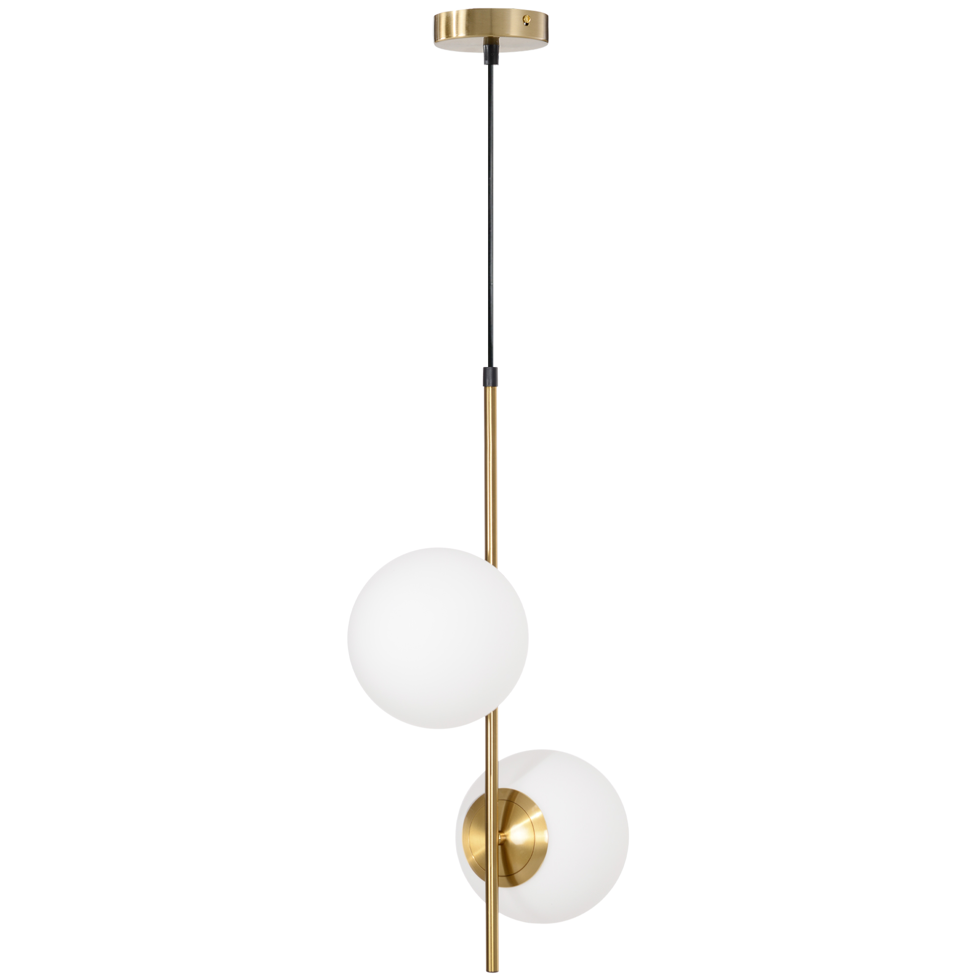 HOMCOM Moderne Pendelleuchte, Deckenleuchter mit Doppelkopf, einstellbare Pendelleuchte für Eingang, Wohnzimmer, Goldfarbe