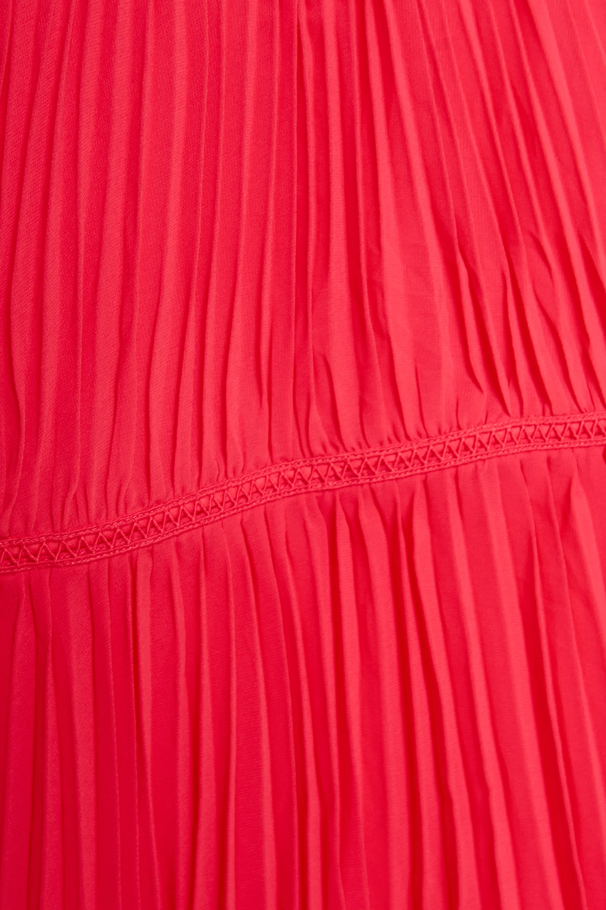 Lena Bright-Rose Lace Pleated Mini Dress