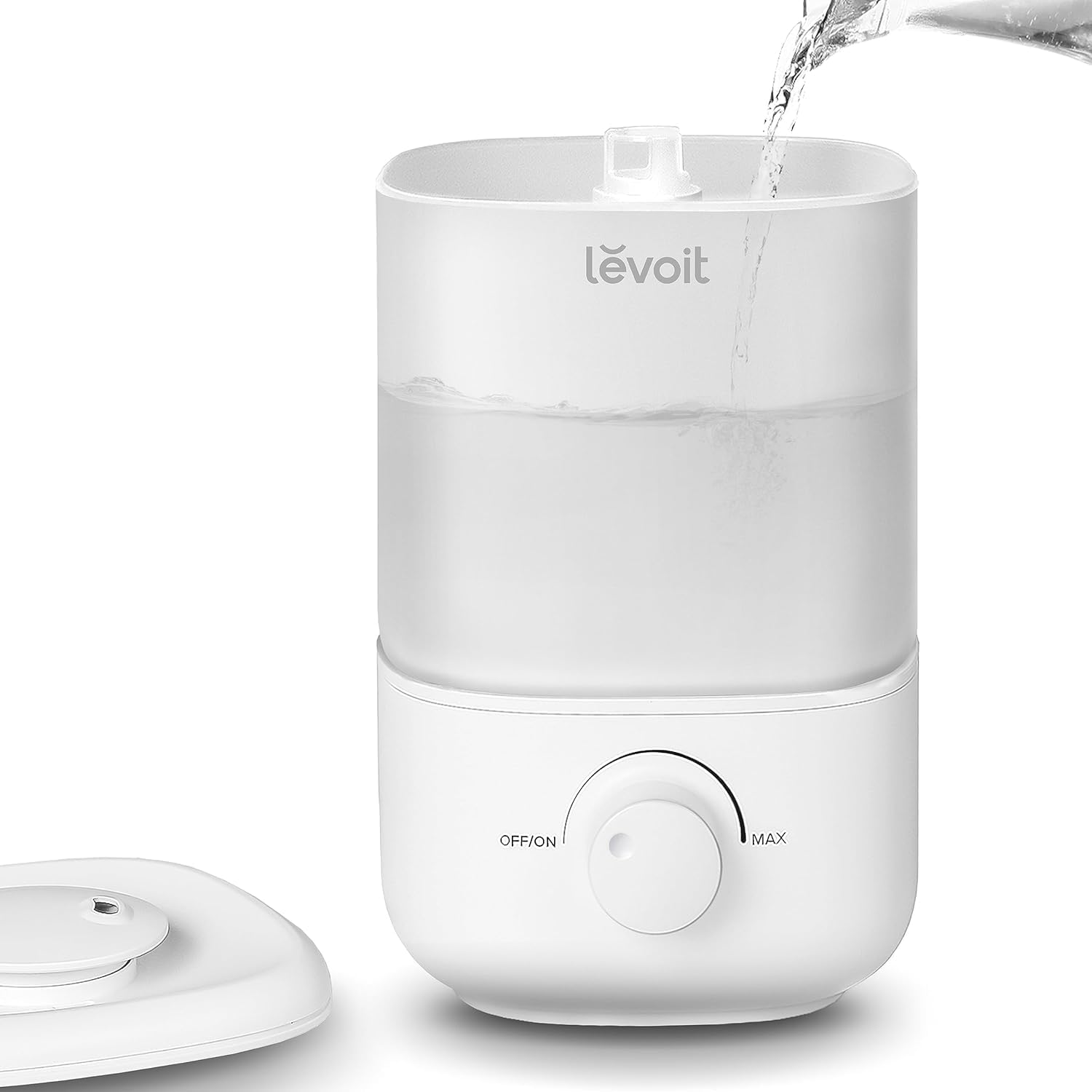 LEVOIT Children's Room Humidifier, 2.5L/25H, 26dB, Silent for Bedroom and Children, TOP-FILL, Cold Mist and Car Shutdown, 360° Nozzle, BPA-FILL, White