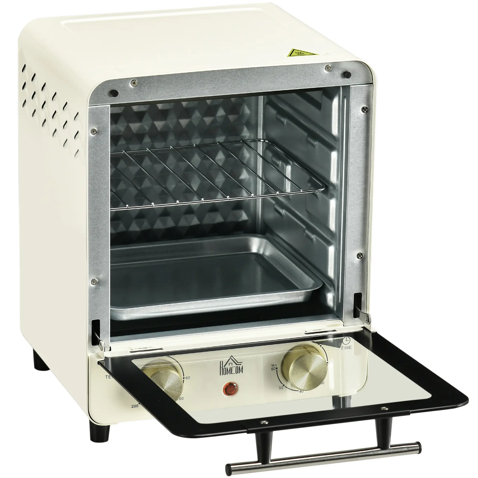 HOMCOM Mini-oven instelbare temperatuur timer kijkvenster cr��mewit