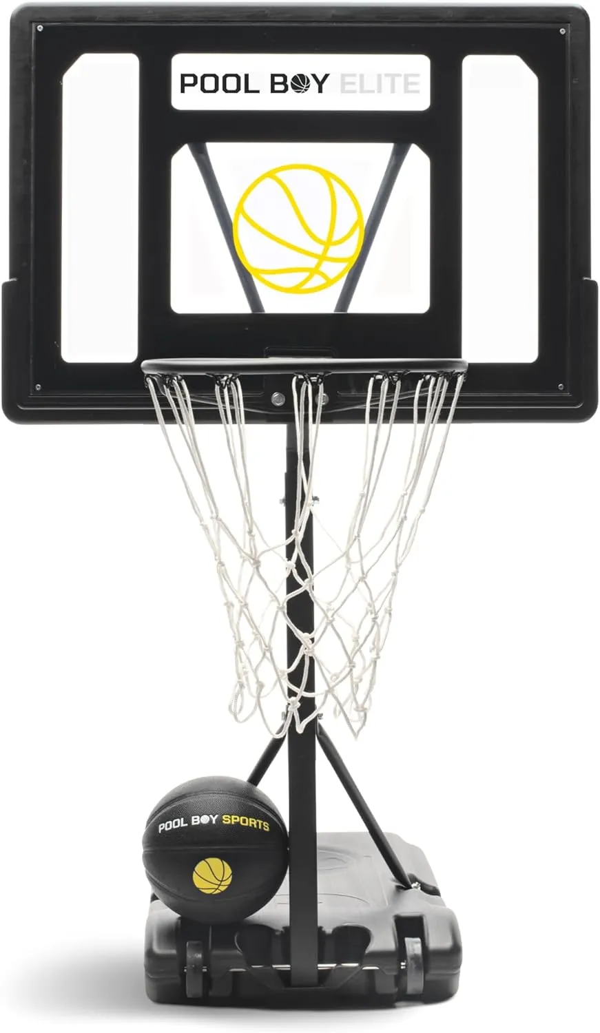 All In One Pool Basketball Hoop   Includes Composite Basketball, Air Pump, & Tools   Matte Black Heavy Duty Set   Adjustable Poolside Basketball Goal   Made for Kids, Teens, & Adults