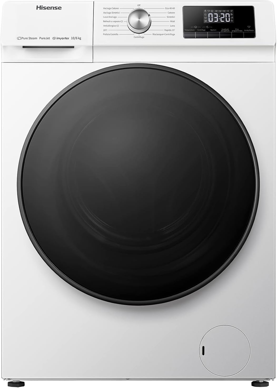 Hisense WDQA9014EVJM Lavasciuga 9 Kg, 1400 Rpm, 15 Programmi Automatici, Vapore, Motore Inverter, Standard Classe Efficienza Energetica D, Display LED, Programma Rapido
