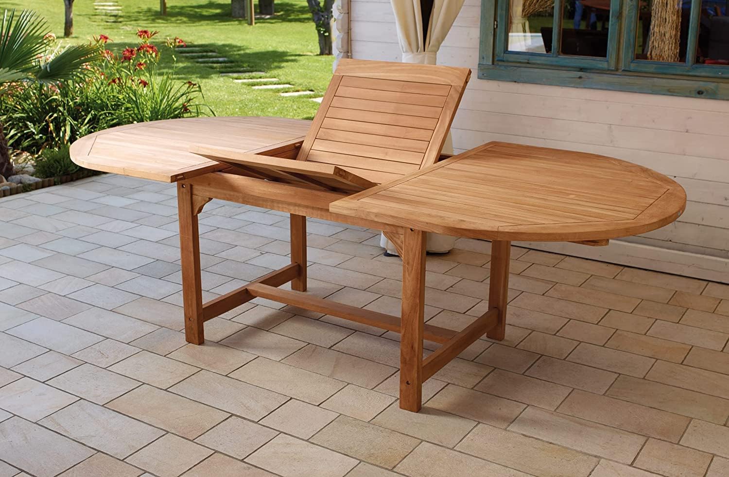 Gruppo Maruccia - Set Tavolo da Giardino 8 Posti in Legno Teak Allungabile con Sedie, Tavolo Pranzo Esterno per Terrazzo e Giardino
