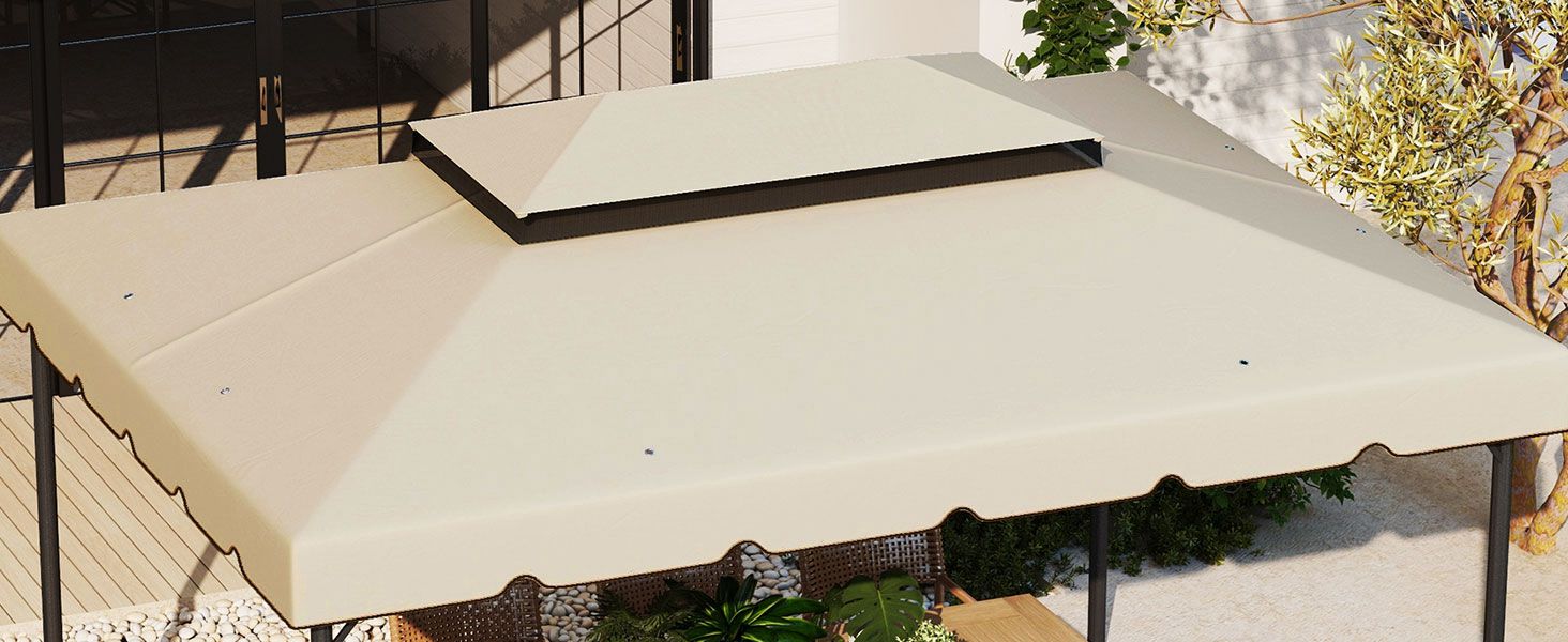 Outsunny Tettuccio di Ricambio per Gazebo da Giardino con Tetto a 2 Livelli, 