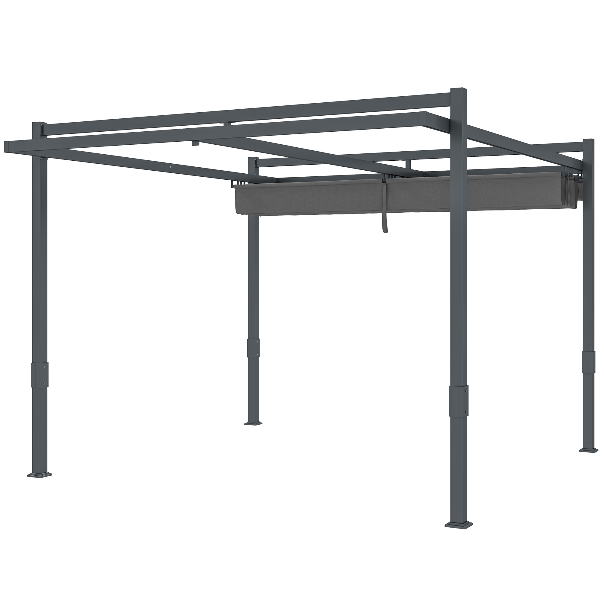 Pergola met Schuifdak ca. 3,5x3m Aluminium Duurzaam Winterbestendige Zonwering Grijs