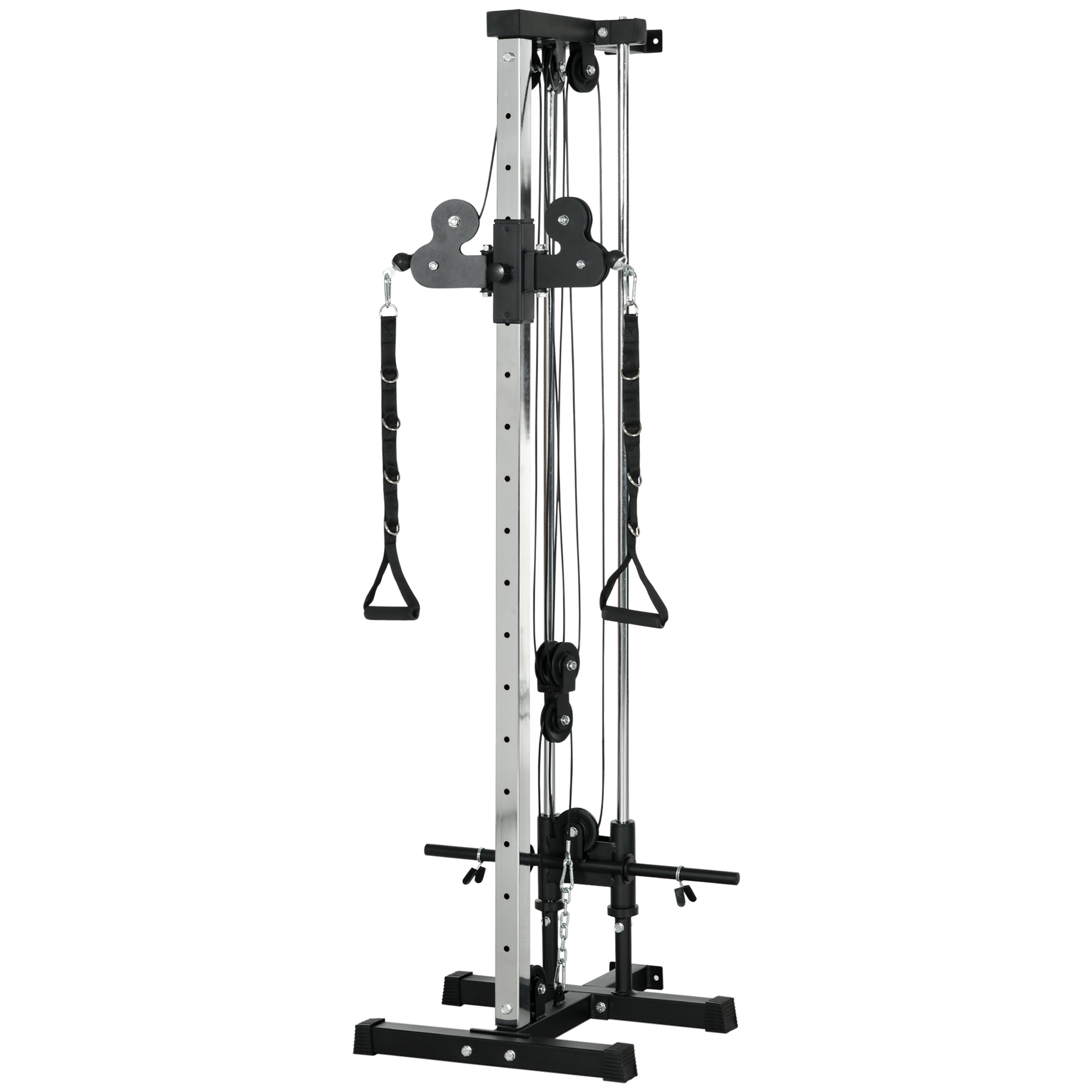 SPORTNOW Kraftstation höhenverstellbar 25-165 cm mit Dual-Pulley-Systemen Adaptern 62 x 60 x 200 cm Schwarz