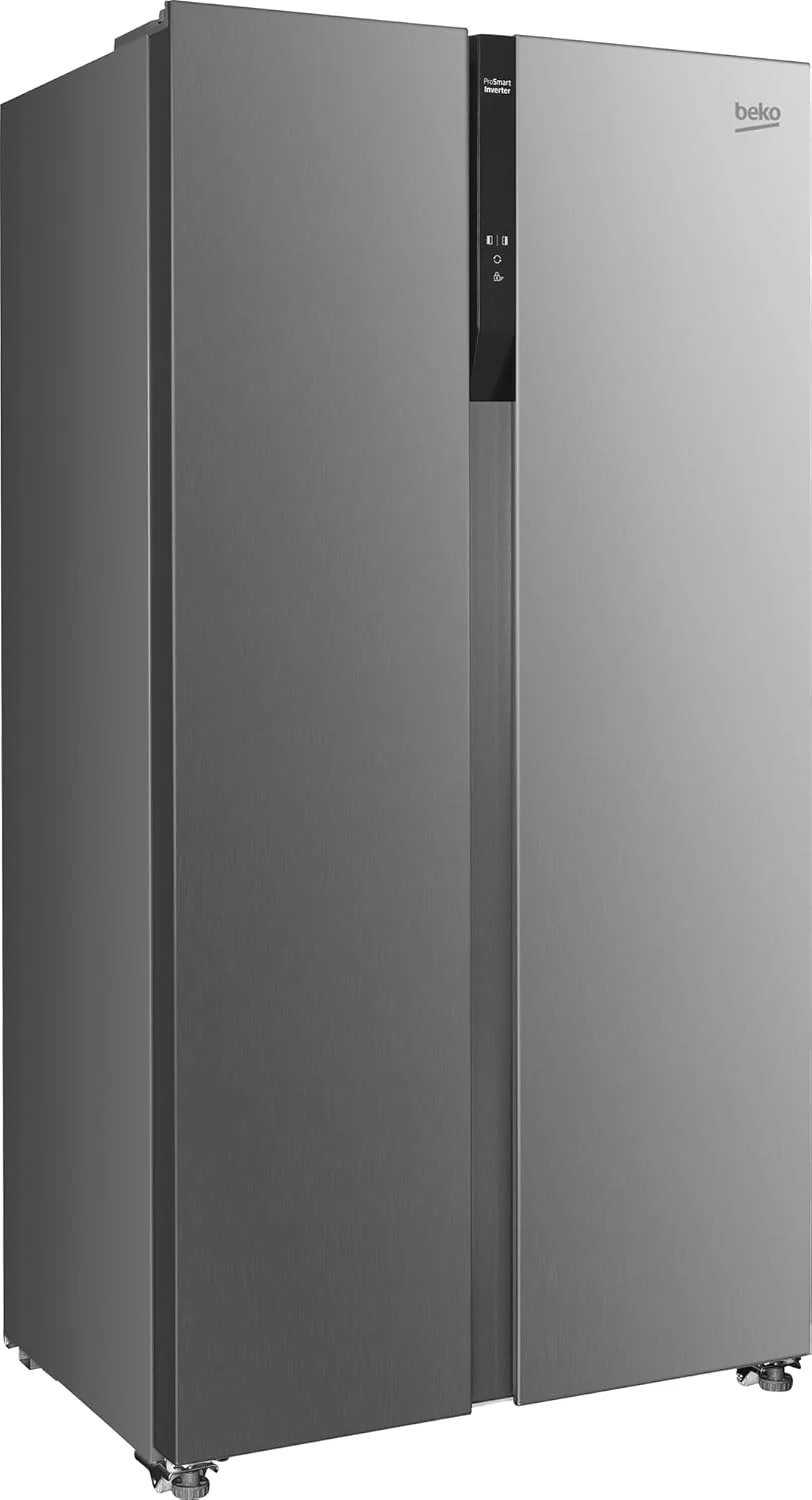 Beko GNO5322WDXPN Side-by-Side, Koelkast, Vriesvak, 532 l totaalvolume, 347 liter koelruimte, 185 liter vriesruimte, multifunctioneel display, NoFrost, waterdispenser, RVS