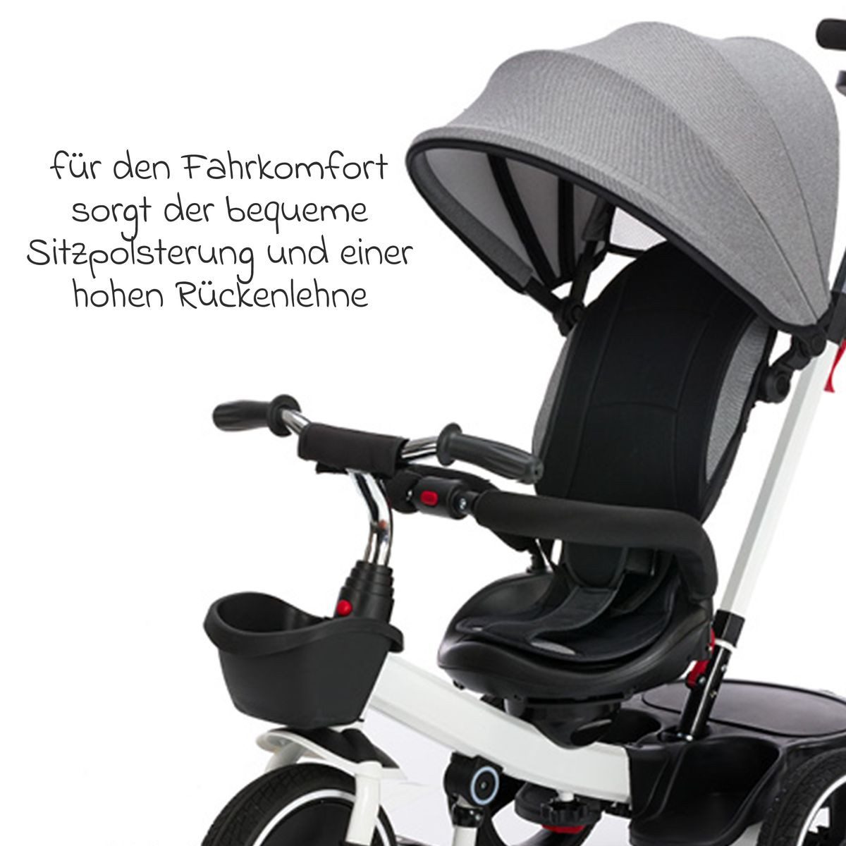 Dreirad-Kinderwagen Niki 360 - Weiß Grau