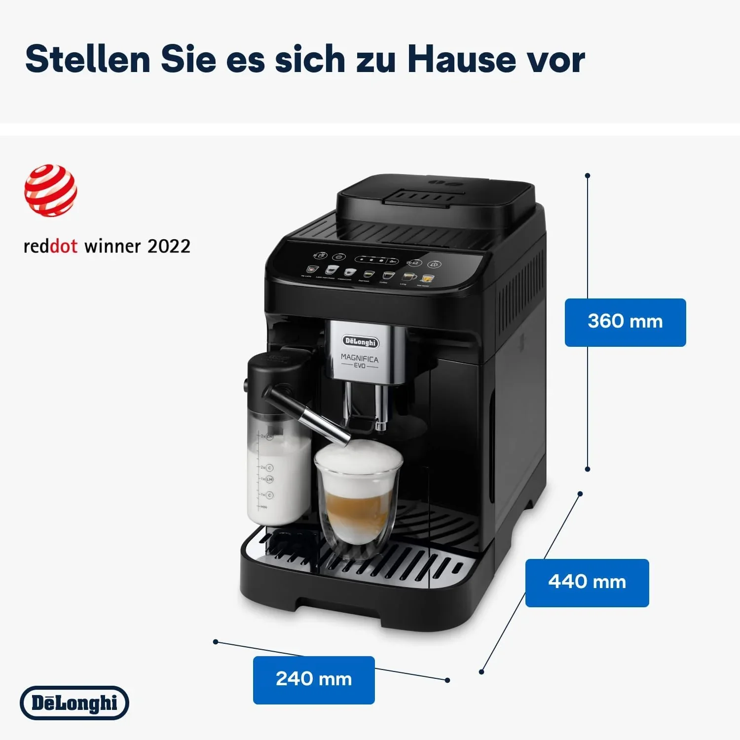 De'Longhi Magnifica Evo Next ECAM312.80.TB, Kaffeevollautomat mit 13 Getr?nken (Cappuccino, Espresso, Latte Macchiato), 2,4'' TFT Farbdisplay, LatteCrema Milchsystem, 2-Tassen-Funktion, Titan