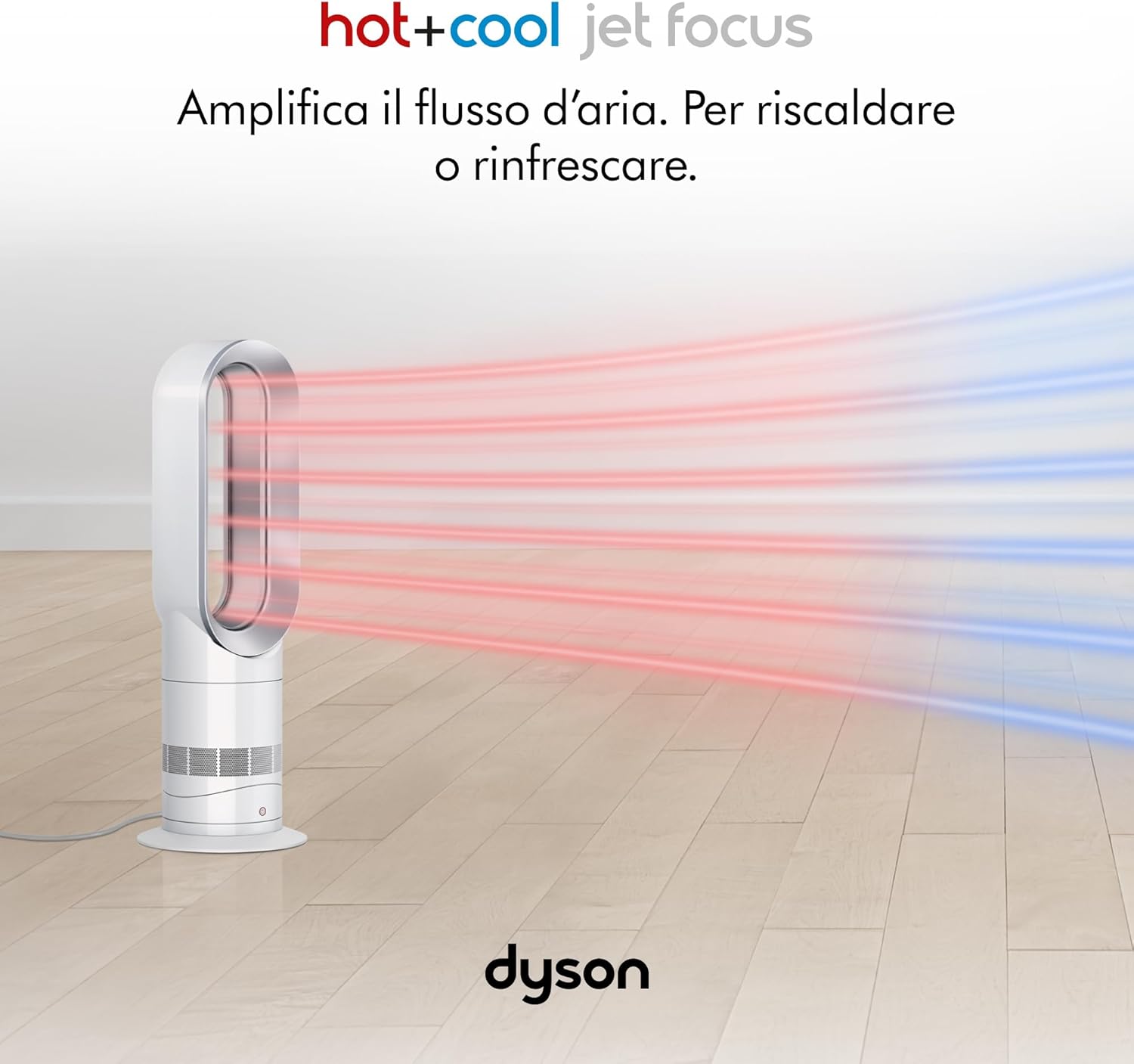Hot+Cool Jet Focus AM09 termoventilatore e ventilatore (Bianco/Argento) – 2-in-1: riscalda e raffredda con potente flusso d’aria