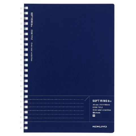 Kokuyo Soft Ring Notebook Biz A5 Dotted Line Navy - 50 Sheets