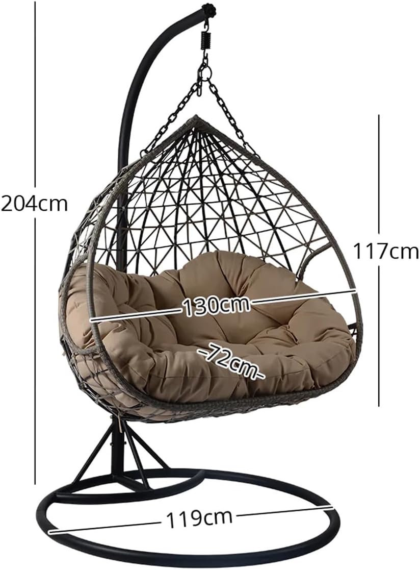 Rattan Lita XL Hanging Egg Chair Outdoor PE Rattan Hanging Chair with Padded Cushions, Steel Frame, Ergonomic Design, for Garden, Patio, Porch