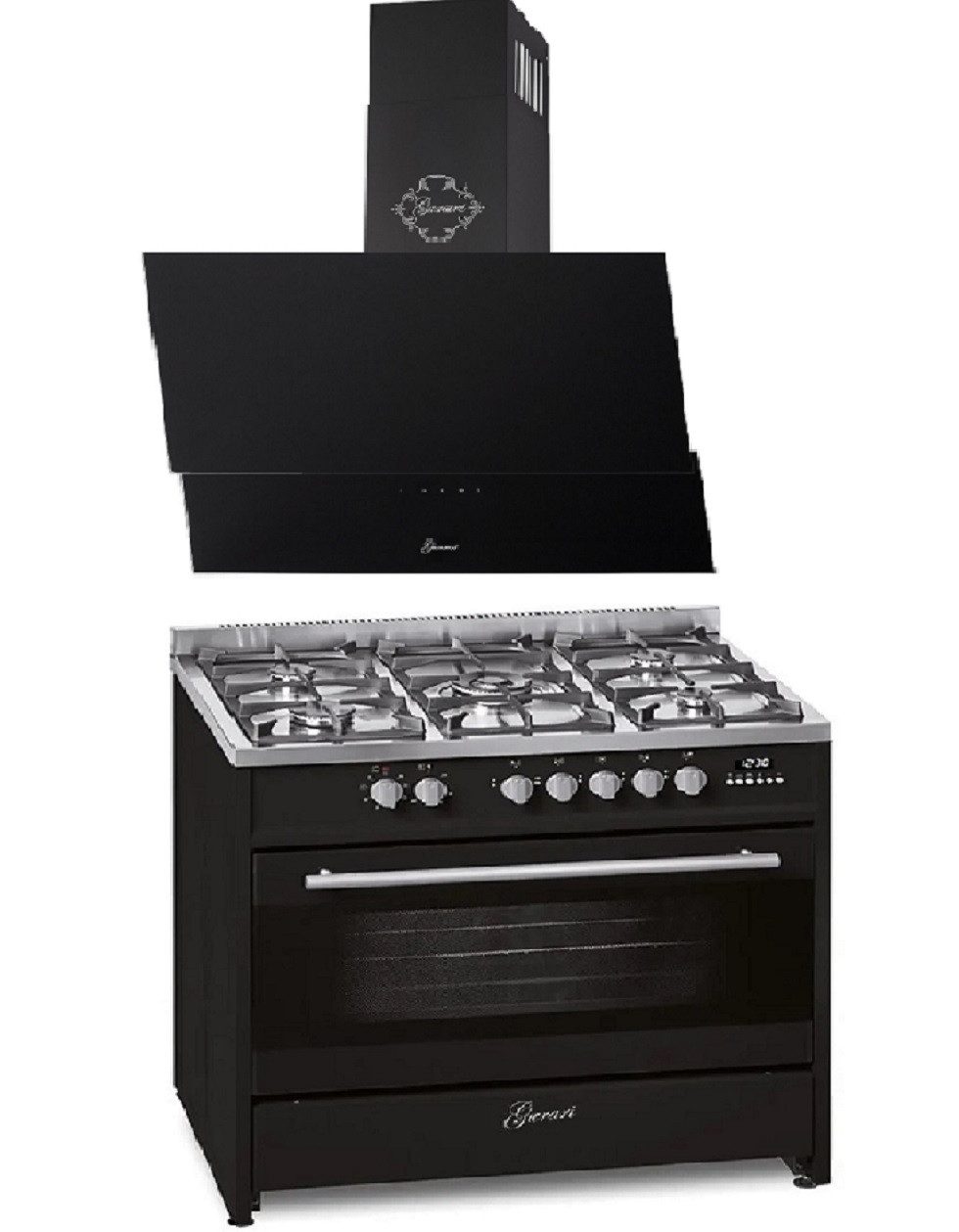 Gas-Standherd 90 cm Range Cooker 121L +Dunstabzugshaube 90cm GCH E 911 BL+GCH 268 BL 90 PRIME N