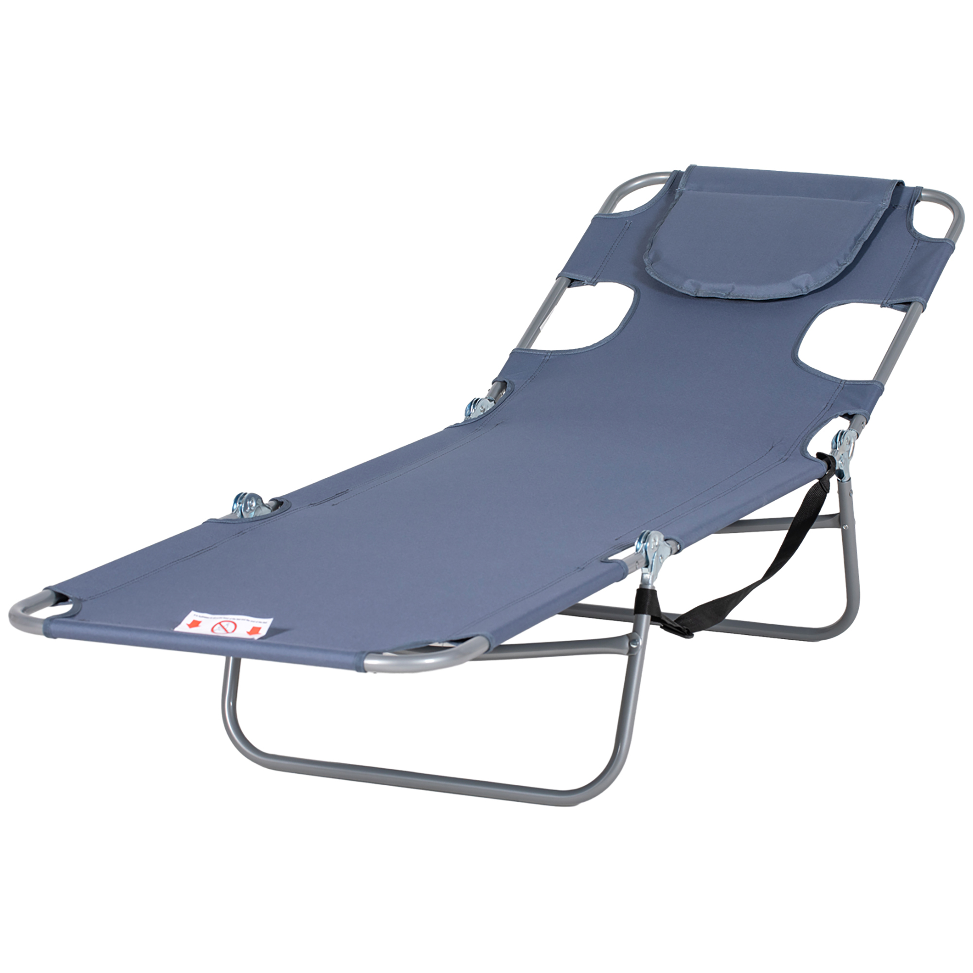 Outsunny Gartenliege, Liegestuhl mit gepolsterter Gesichtsöffnung, Massage-Liege für draußen, Seitentasche, Stoff, Metall, Grau