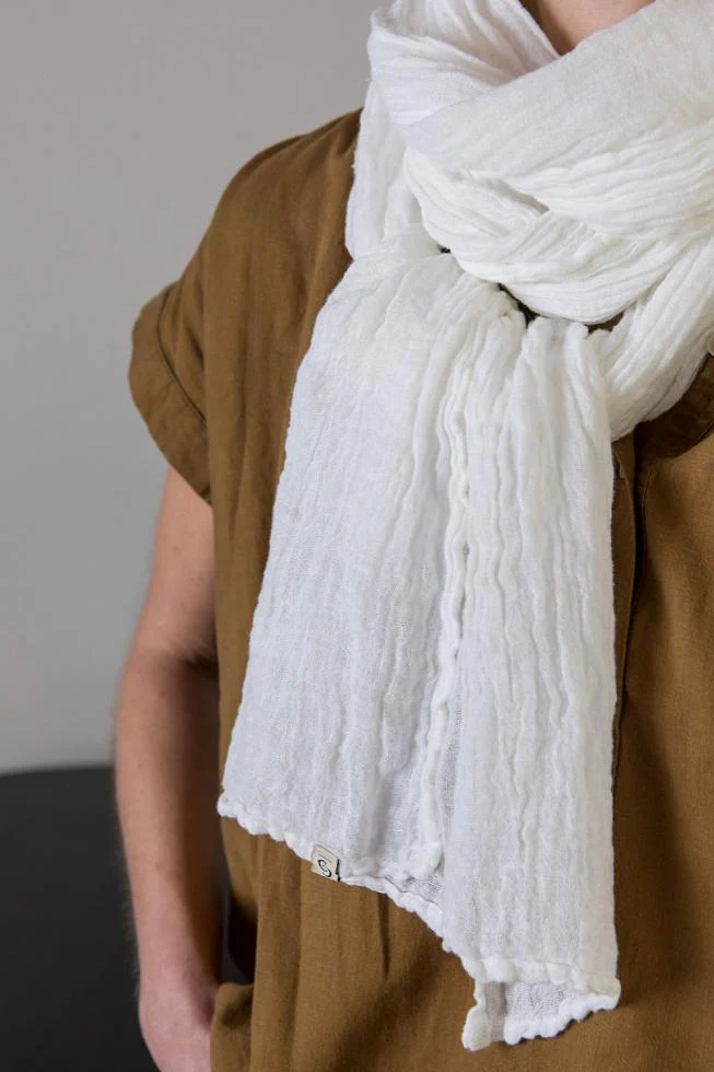 Pure Linen Scarf | White Limestone