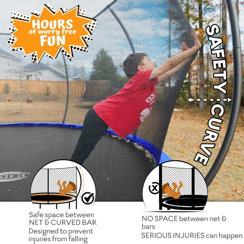 JUMPZYLLA Trampoline 8FT 10FT 12FT 14FT 15FT 16FT Trampoline with Enclosure - Recreational Trampolines with Ladder and AntiRust Coating, ASTM Approval Outdoor Trampoline for Kids