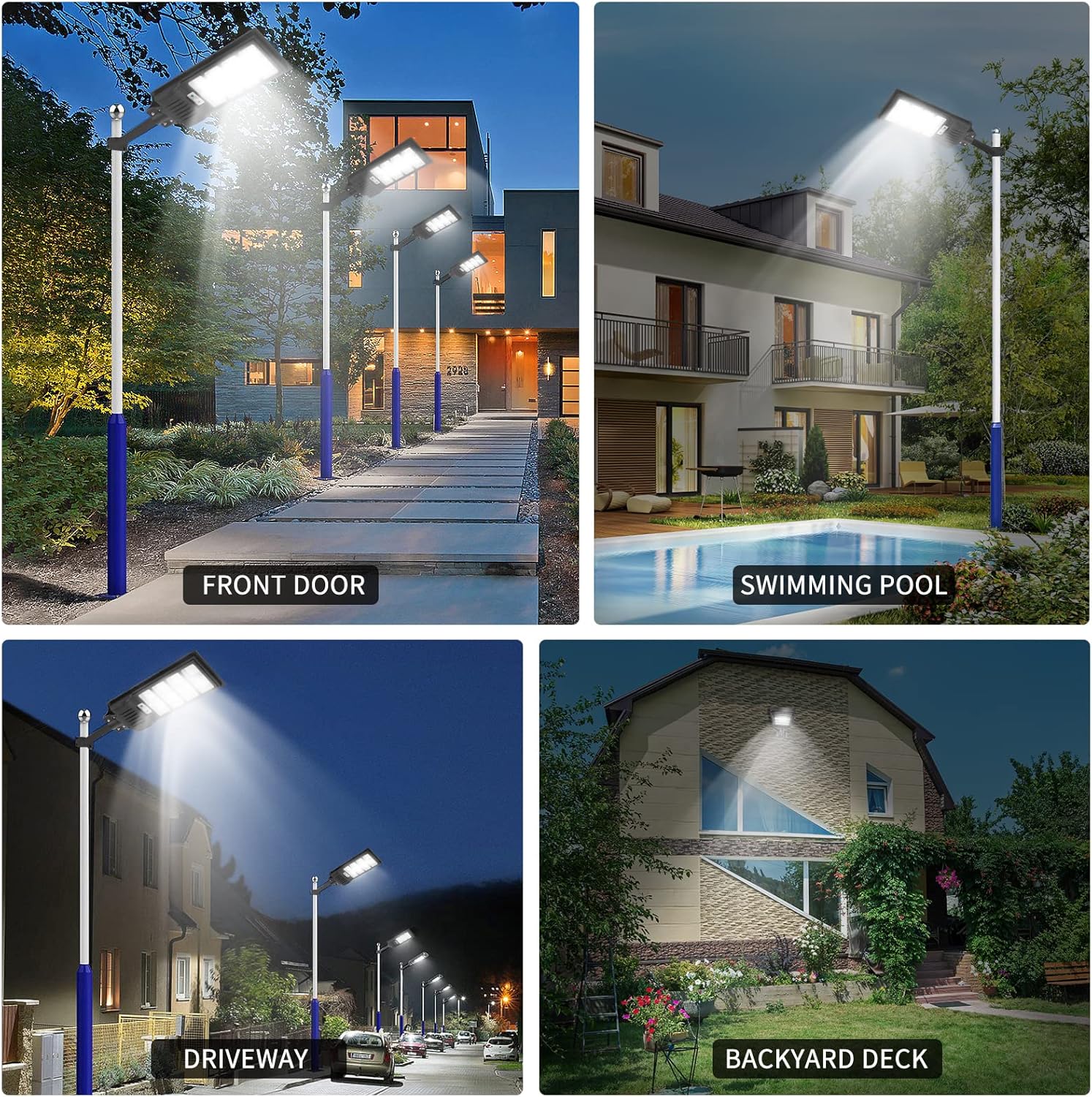 Viugreum 6 PACK 400W LED Solar Straßenlaterne mit Fernbedienung 720 LED 6500K Straßenlampe Wandleuchte mit Bewegungsmelder Sensor IP65 Wasserdicht Außen Straßenleuchte Wegeleuchte Freien