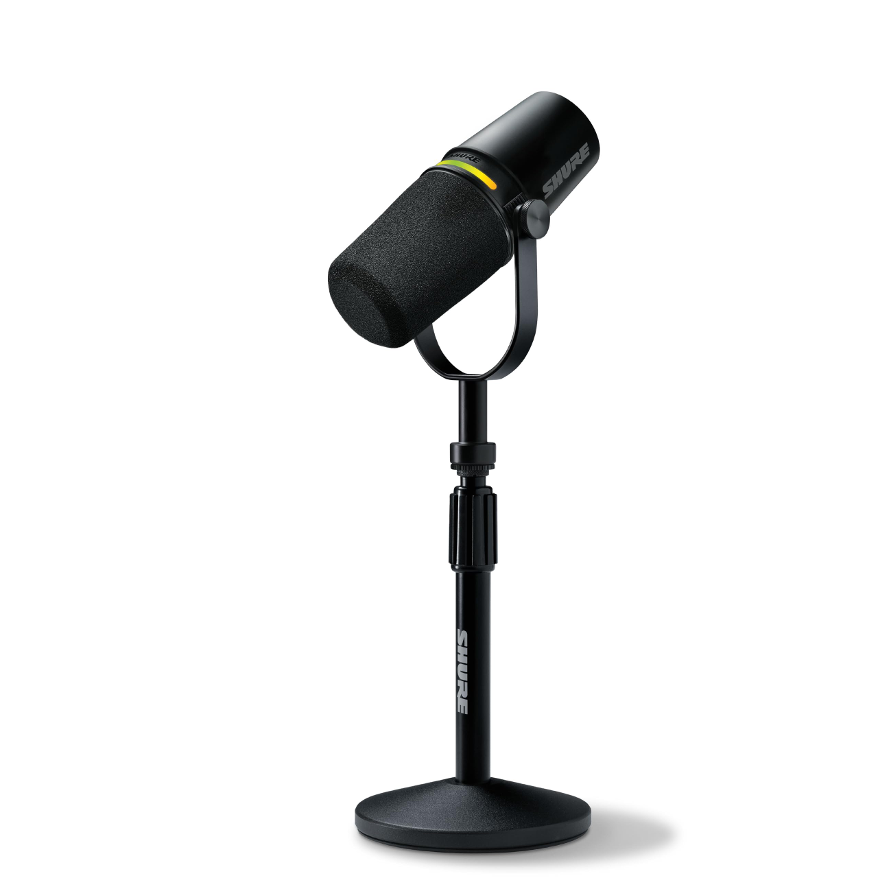 Dynamisches Podcast-Mikrofon MV7+ USB-C XLR mit Mikrofonständer Schwarz für Streaming und Videokonferenzen