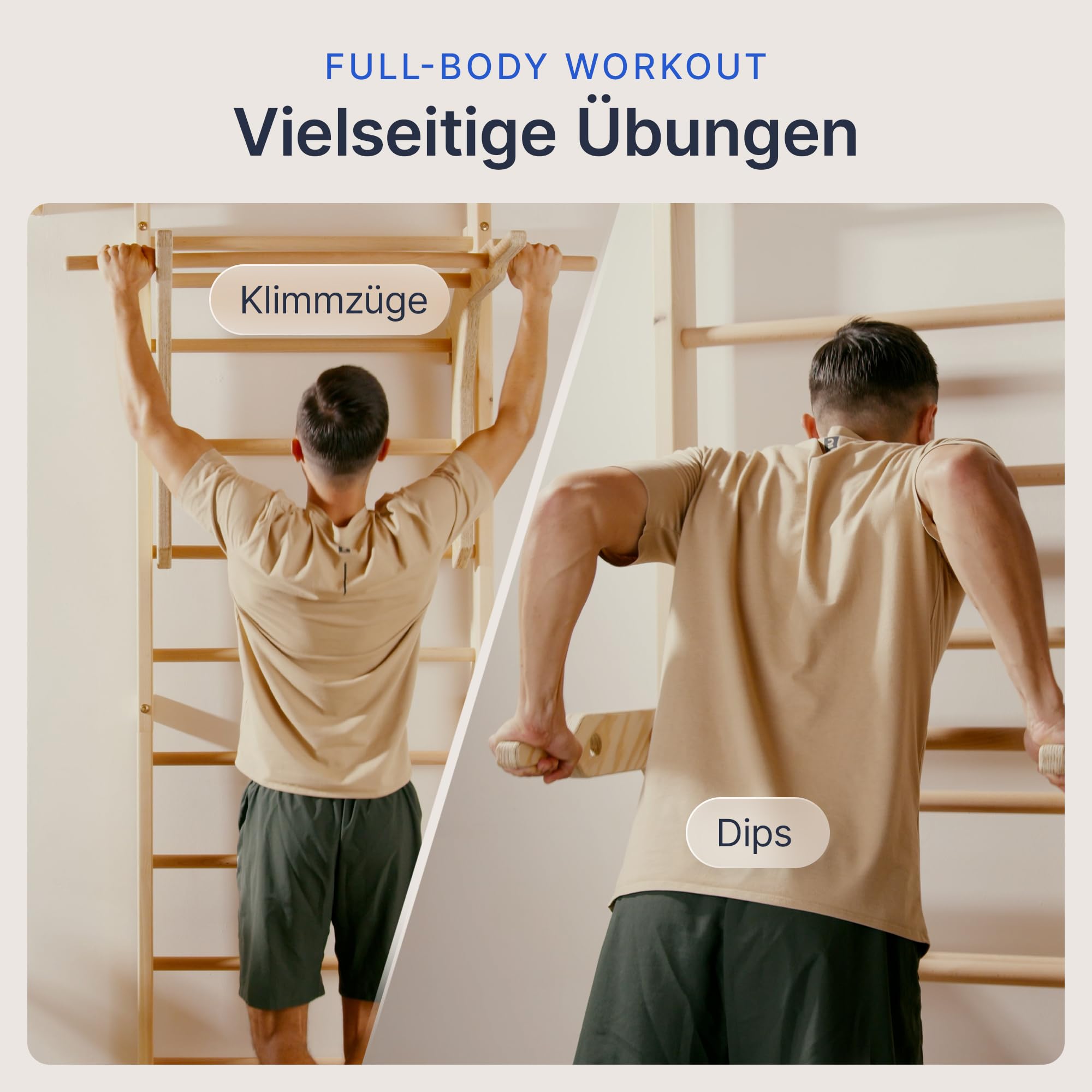 Sprossenwand für Erwachsene und Kinder mit Klimmzugstange und Dip Extension Kletterwand für Kinderzimmer