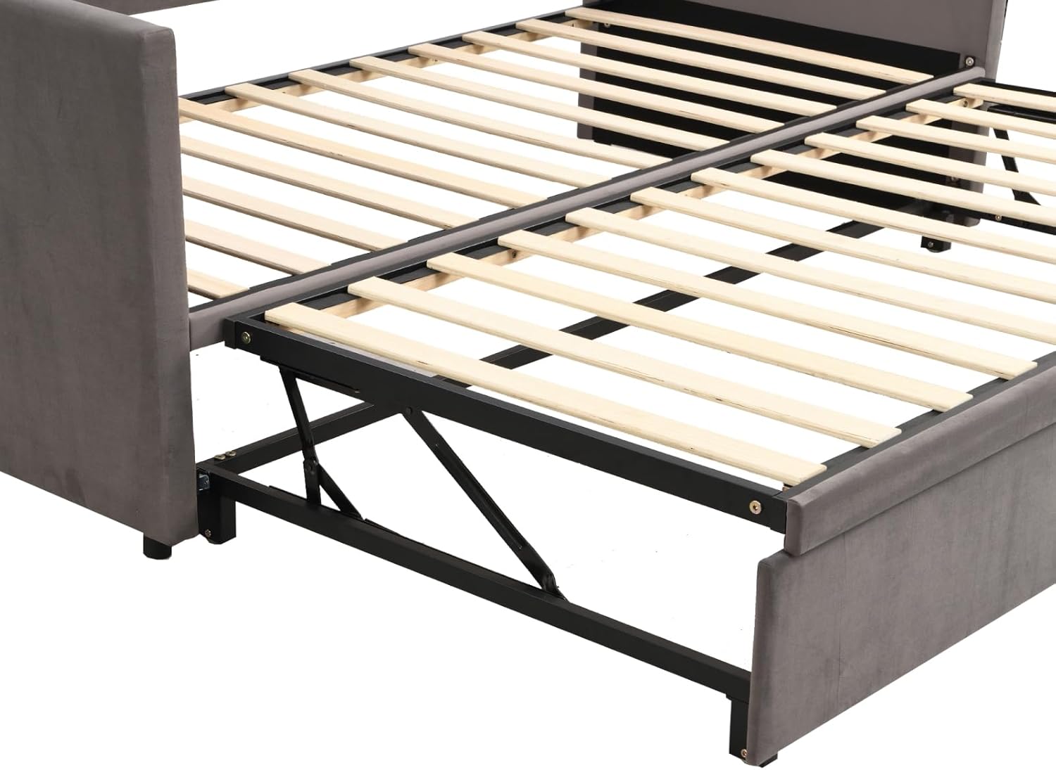 Divano letto estensibile 90/180 x 200 cm, letto matrimoniale, singolo con estraibile, con rete a doghe, tessuto in velluto delicato sulla pelle, Nessun materasso, grigio