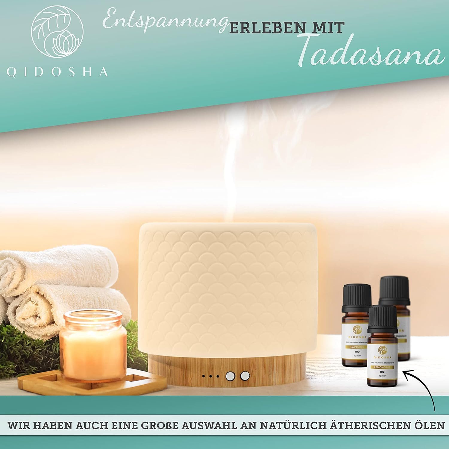 Diffuser für ätherische Öle, Tadasana Aroma Diffusor, Premium Duftöl-Diffusor