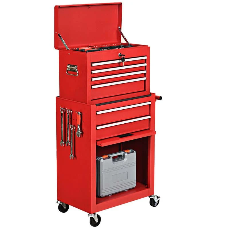 6 Drawer Rolling Tool Chest Removable Tool Storage Cabinet Toolbox Organizer With Sliding Drawers Amp Lock - Durable Tools For Home Projects