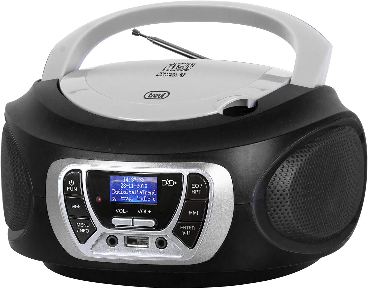 Trevi CMP 510 DAB Stereo Portatile con Radio Digitale DAB e FM RDS, Lettore CD, USB, AUX-IN, Display ad Alta Leggibilità, Antenna Telescopica Orientabile, Nero