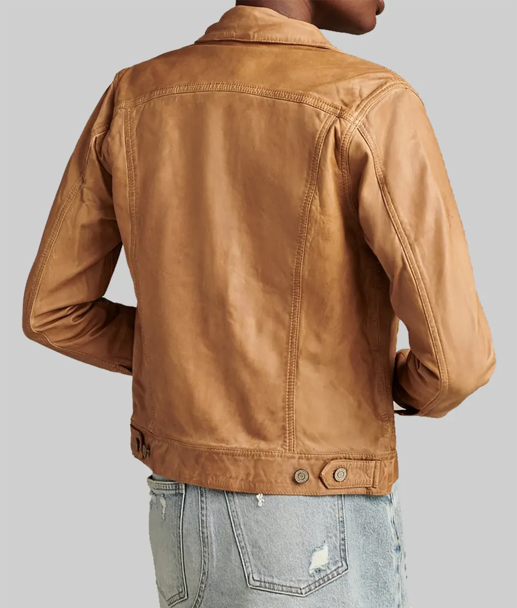 Lisa Brown Leather Trucker Jacket