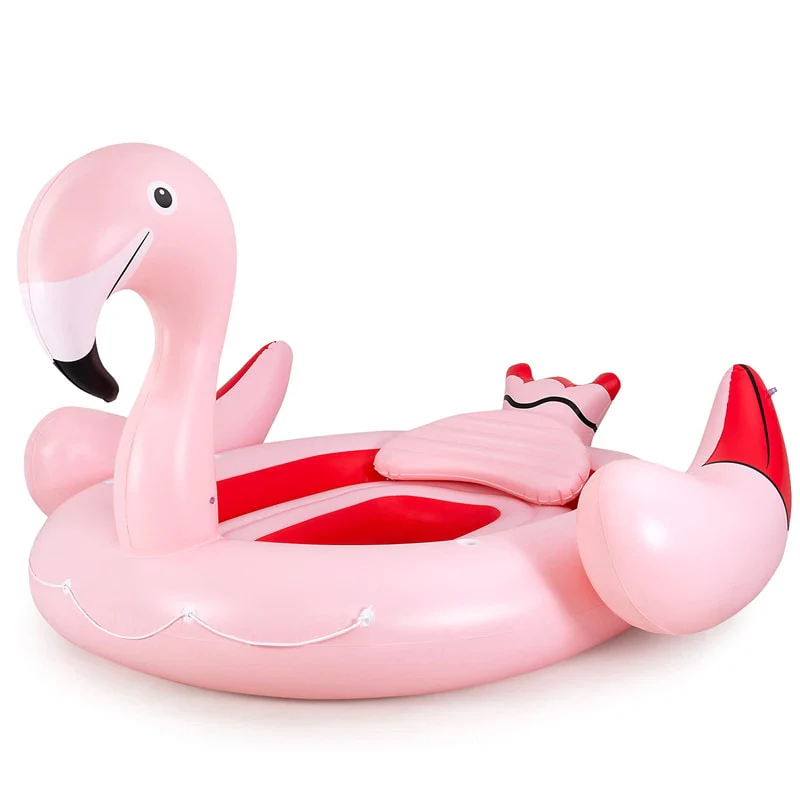 4-6 Person Giant Pool Float, Inflatable Floating Island with Electric Pump & Cup Holders for Pool, Lake, Beach Parties