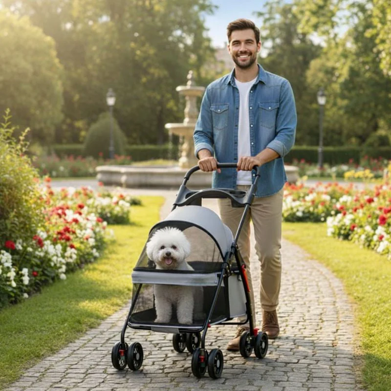 Foldable Pet Stroller �C Detachable Basket, 360�� Wheels & One-Hand Fold for Small Dogs & Cats
