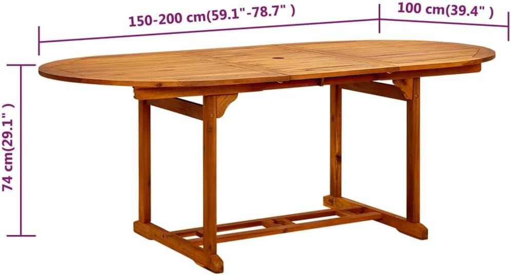 vidaXL Extendable Outdoor Table Garden Furniture Coffee Table Dining Table Patio Furniture Patio Acacia Wood