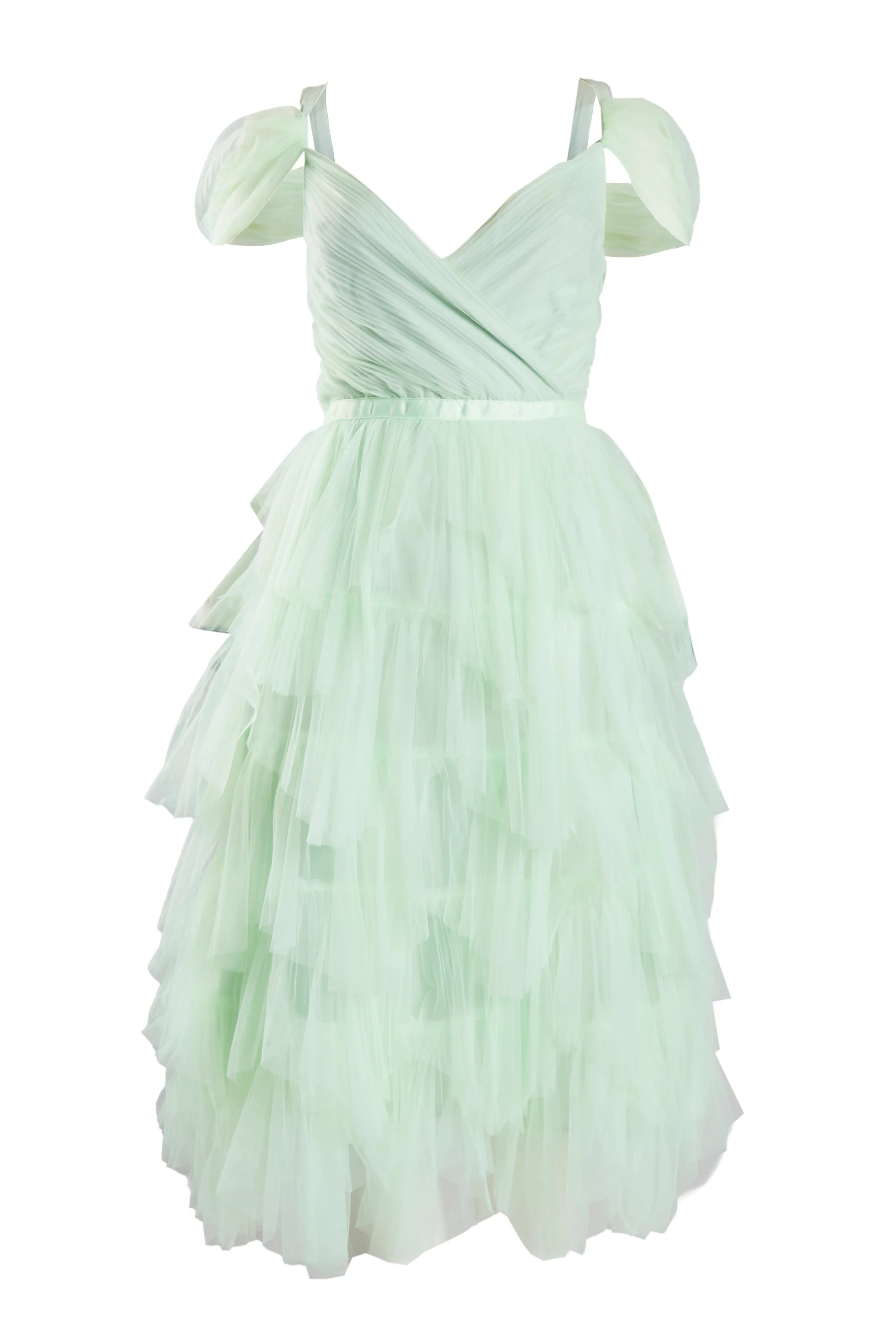 Isla Pale Lime Pleated Petal Skirt Midi-Dress